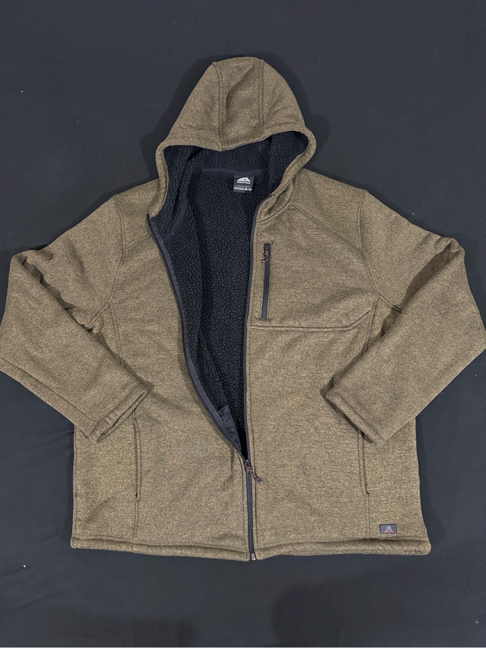 Men's Zip-Up Hooded Jacket in Olive Green and Black